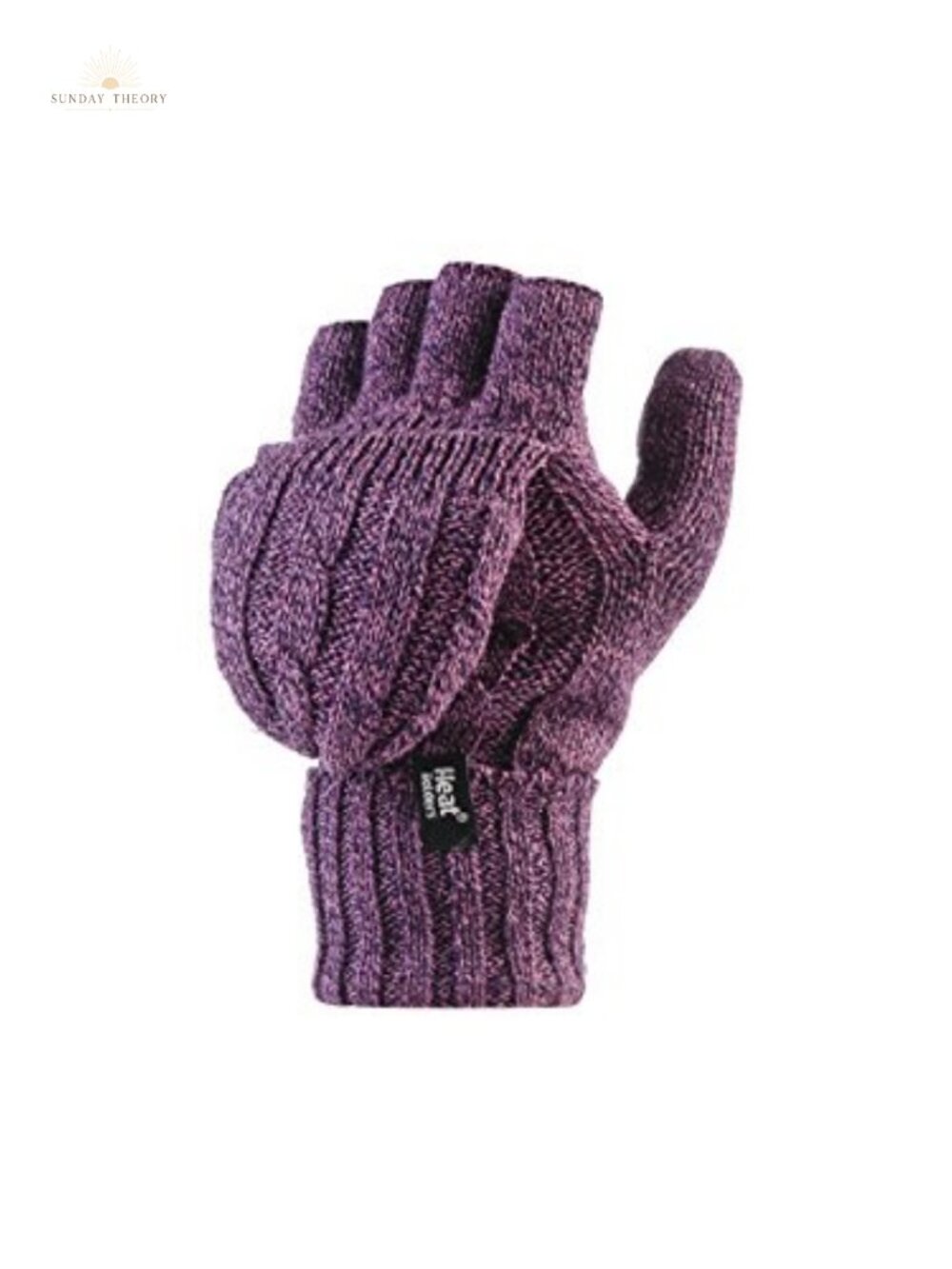 Women's Fingerless Gloves Convertible Mittens 2-in-1 Thermal Knit
